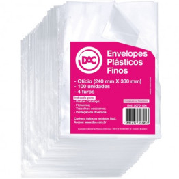 SACO PLASTICO OFICIO FINO C/4 FUROS 6 MICRAS C/100 REF 5070 DAC