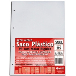 SACO PLASTICO OFICIO MEDIO C/4 FUROS C/100 PP - 1415 CHIES